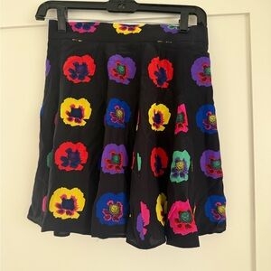 Laurel by Escada Black Floral Print A-Line Skirt - Multicolor Flowers